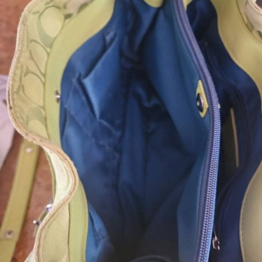 Coach Lime Green Signature Shoulder Tote - Picture 9 of 16